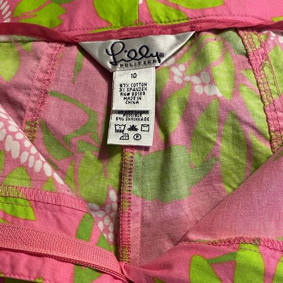 Lilly Pulitzer Pink & Kelly Green Wide Leg Pants Size 10 - Picture 5 of 5